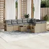 Image de vidaXL Salon de Jardin 10 pcs Beige Résine Tressée