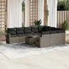 Image de vidaXL Ensemble de jardin 11 pcs avec coussins - Gris résine tressée