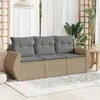 Image de vidaXL Salon de jardin 3 pcs avec coussins - Beige