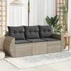 Image de vidaXL Salon de jardin 3 pcs - Résine tressée - Gris clair