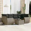 Image de vidaXL Ensemble de jardin 7 pcs avec coussins - Gris Résine Tressée