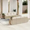 Image de vidaXL Salon de jardin avec coussins 9 pcs - Beige