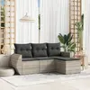 Image de vidaXL Salon de jardin 4 pcs - Coussins gris clair résine tressée