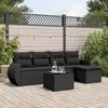 Image de vidaXL Salon de jardin 6 pcs avec coussins noir résine tressée