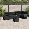Image de Salon de jardin VidaXL 7 pièces - Noir - Résine tressée