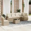 Image de Salon de jardin 7 pièces - Coussin beige - Résine tressée