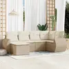 Image de vidaXL Salon de jardin - 6 pcs - Résine tressée - Coussins beige