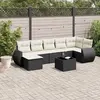 Image de vidaXL Salon de jardin 7 pcs coussins résine tressée noir