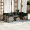 Image de vidaXL Salon de jardin avec coussins 10 pcs - Gris résine tressée