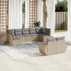 Image de vidaXL Salon de jardin avec coussins 9 pcs - Beige résine tressée