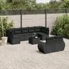 Image de VidaXL Salon de Jardin 10 Pcs avec Coussins - Noir - Résine Tressée