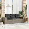Image de vidaXL Salon de jardin 3 pcs gris résine tressée