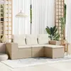 Image de vidaXL Salon de jardin avec coussins 4 pcs beige