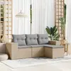 Image de vidaXL Salon de jardin 4 pcs - Beige résine tressée