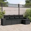 Image de vidaXL Salon de jardin 5 pièces noir avec coussins résine tressée