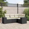 Image de vidaXL Salon de Jardin 4 pcs - Noir - Résine Tressée