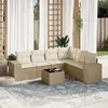 Image de vidaXL Salon de jardin 7 pcs beige