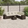 Image de vidaXL Salon jardin - 7 pcs, Marron tressé
