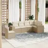 Image de vidaXL Salon de jardin 6 pcs Beige résine tressée