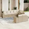 Image de vidaXL Salon de jardin avec coussins 8 pcs beige résine tressée