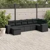 Image de vidaXL Salon de jardin noir 7 pcs résine tressée