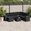 Image de Salon de jardin vidaXL, 8 pcs avec coussins - Noir - Résine tressée