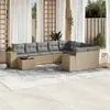 Image de vidaXL Salon de jardin 10 pcs - Résine tressée beige
