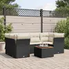 Image de vidaXL Salon de jardin 7 pcs résine tressée - Coussins noir
