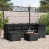 Image de VIDAXL Salon de jardin 7 pcs avec coussins - Noir résine tressée