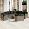 Image de vidaXL Salon de jardin avec coussins 14 pcs gris