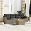 Image de vidaXL Salon de jardin - 5 pcs - Résine tressée gris