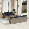 Image de vidaXL Salon de jardin 8 pcs avec coussins gris résine tressée
