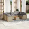 Image de VidaXL Salon de jardin 10 pcs - Coussins mélange beige - Résine tressée