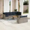 Image de vidaXL Salon de jardin 10 pcs avec coussins gris résine tressée
