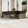 Image de vidaXL Salon de jardin 10 pcs avec coussins - Gris résine tressée