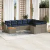 Image de vidaXL Salon de jardin 10 pcs avec coussins gris résine tressée