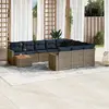 Image de vidaXL Salon de jardin 11 pcs avec coussins gris résine tressée
