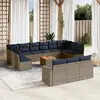 Image de vidaXL Salon de jardin avec coussins 14 pcs gris résine tressée
