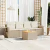 Image de vidaXL Salon de jardin 5 pcs beige résine tressée