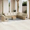 Image de vidaXL Salon de jardin 12 pcs - Beige Résine tressée