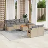 Image de vidaXL Salon de jardin 10 pcs - Résine tressée beige