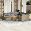 Image de vidaXL Salon de jardin et coussins 11 pcs mélange beige
