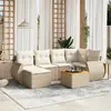 Image de Salon de Jardin VIDAXL Salon 7 pcs avec Coussins - Beige Résine Tressée