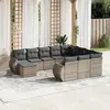 Image de vidaXL Salon de jardin 11 pcs avec coussins gris résine tressée