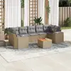 Image de vidaXL Salon de jardin avec coussins 8 pcs - Beige