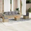 Image de vidaXL Salon de jardin 7 pcs - Beige résine tressée