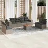 Image de vidaXL Salon de jardin 9 pcs avec coussins gris résine tressée