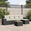 Image de Salon de jardin 6 pièces - Coussin noir - Résine tressée