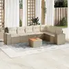 Image de vidaXL Salon de jardin - Résine tressée - Beige - 8 pcs