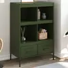 Image de vidaXL Buffet haut vert olive 68x39x101,5 cm acier